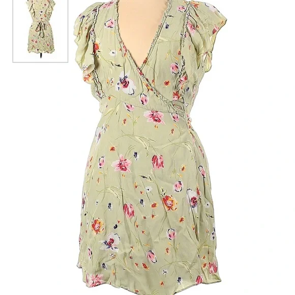 By Timo green flower wrap dress